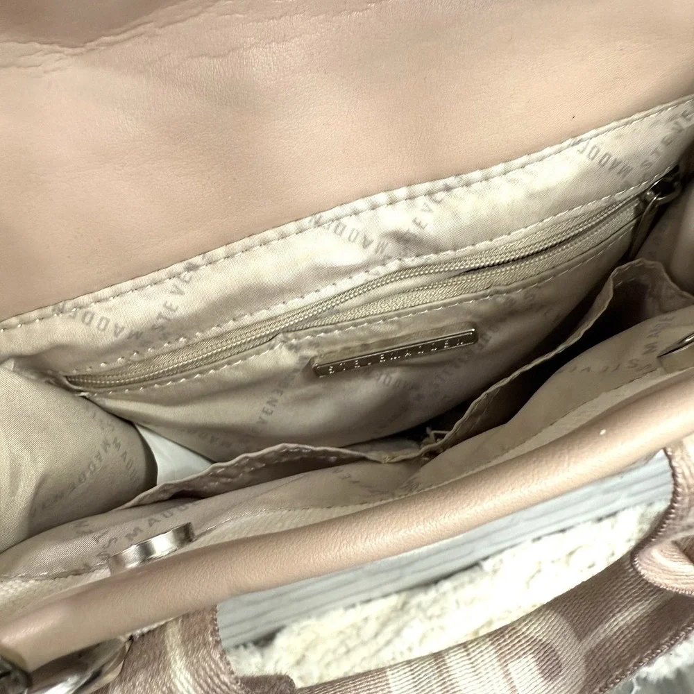 STEVE MADDEN Bwebber Purse Crossbody SMALL Tote Cream Pink Brown Mauve RARE